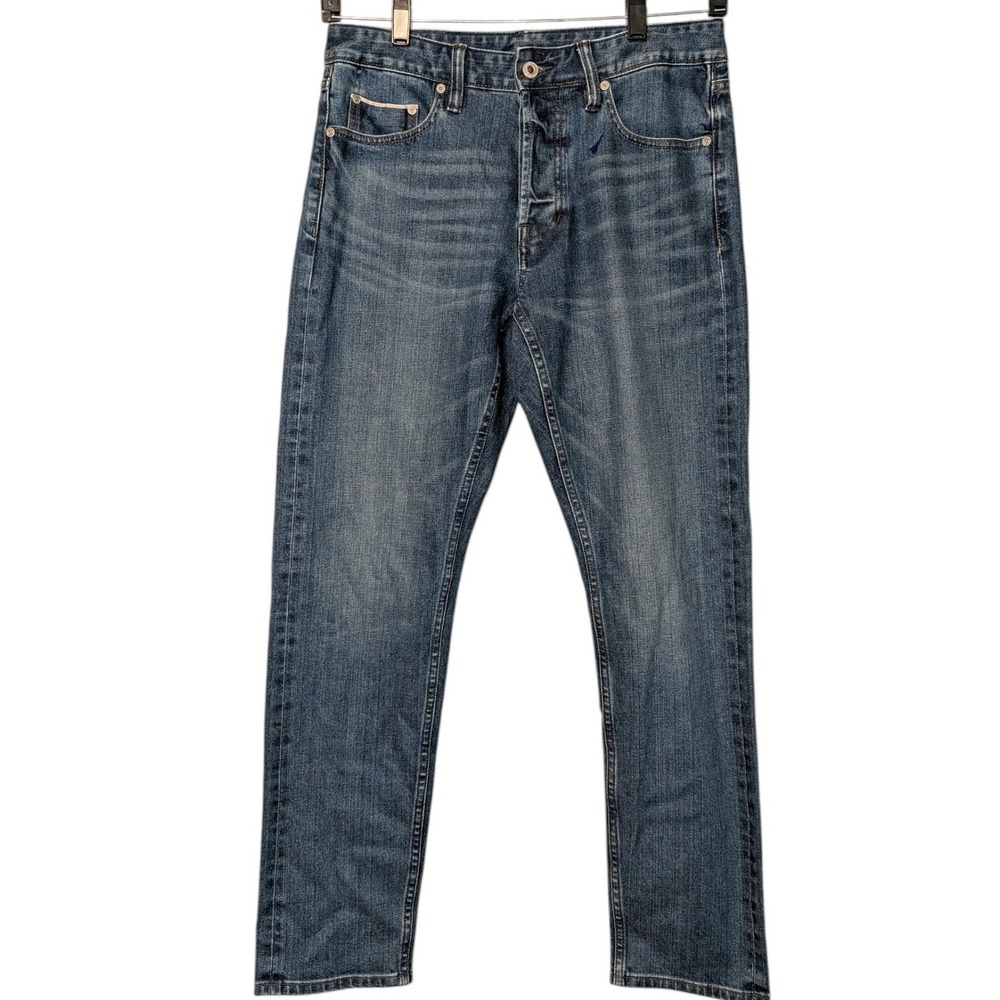 Bonobos Mens Japanese Selvedge Slim Fit Jeans Blue Medium Wash 31x32 Button Fly